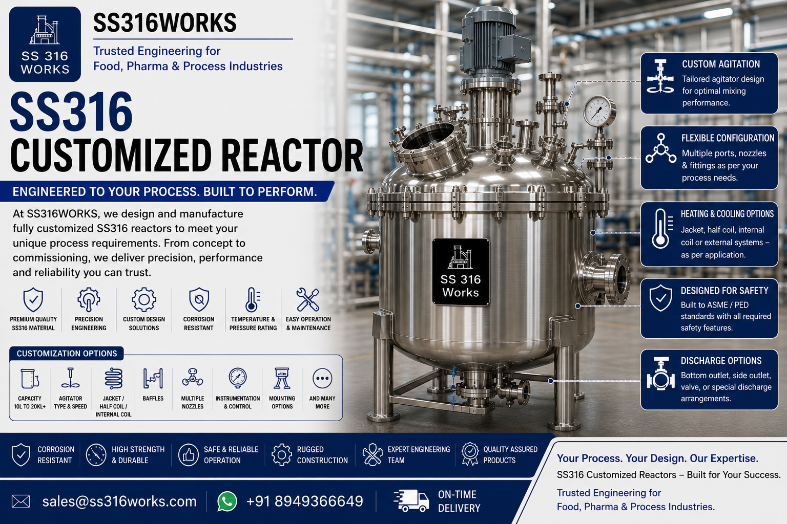 SS316 Customized Reactor Manufacturer in India